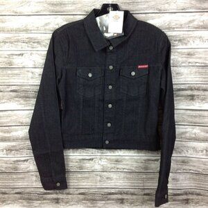 Dickies Girl Black Denim Jean Jacket Juniors Large High Waist Button Front